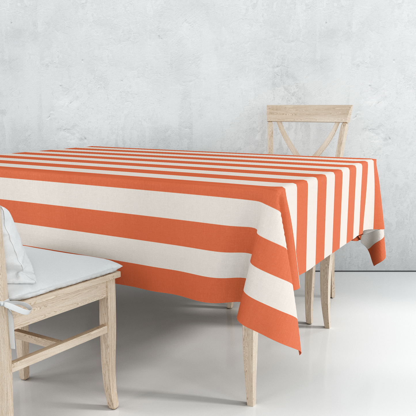 Orange and Cream Stripes | Tablecloth